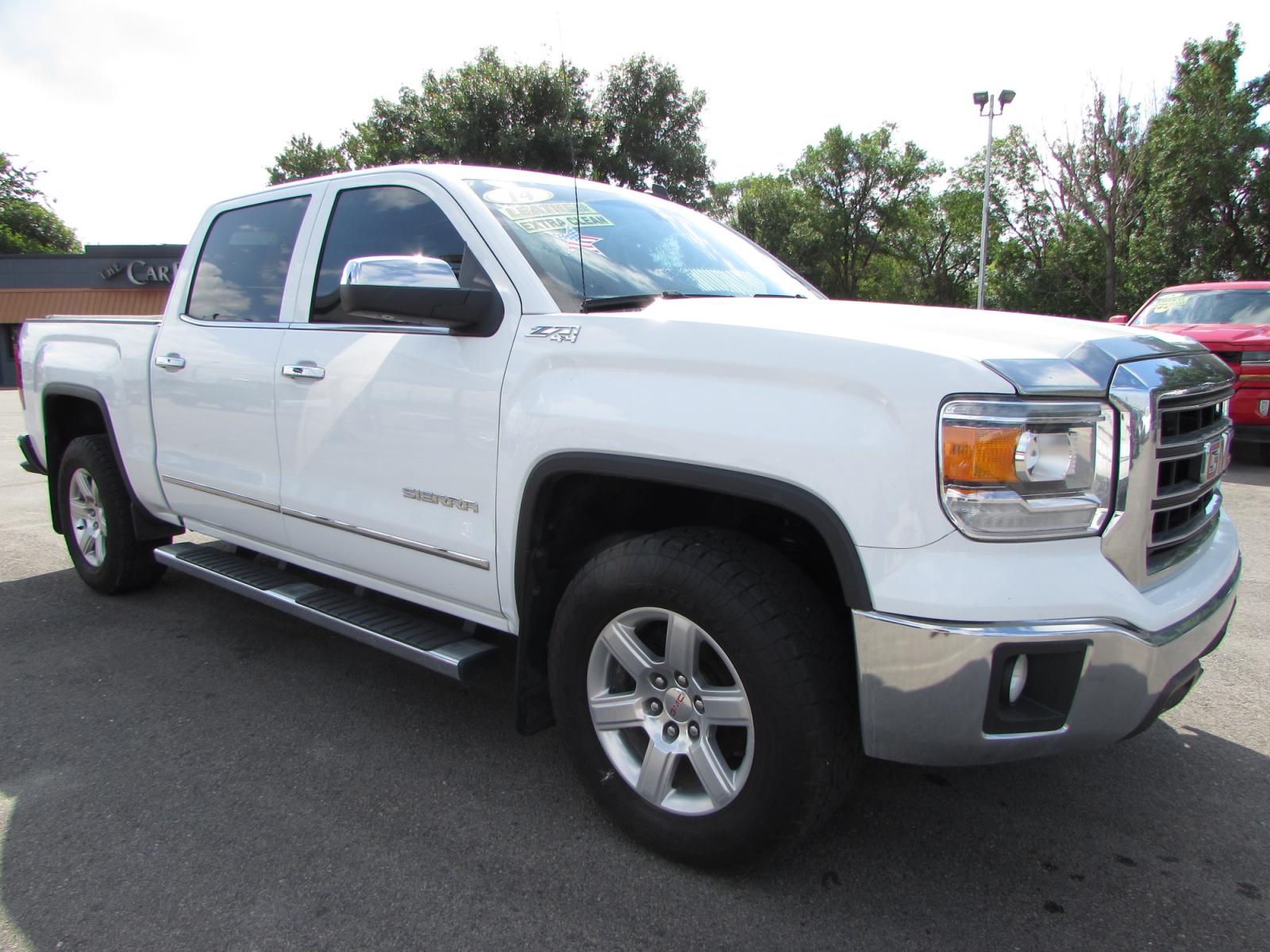 2014 White /Gray leather GMC Sierra 1500 SLT Crew Cab 4WD (3GTU2VEC6EG) with an 5.3L V8 OHV 16V engine, 6-Speed Automatic transmission, located at 4562 State Avenue, Billings, MT, 59101, (406) 896-9833, 45.769516, -108.526772 - 2014 GMC Sierra 1500 SLT Z71 Crew Cab 4WD - Extra clean! 5.3L V8 OHV 16V Direct Injection engine - 6 speed automatic transmission - 4WD - 174,862 miles - 94 point inspection Inspected and serviced - copies of inspection and work performed as well as complete vehicle history report provided! - Photo #4