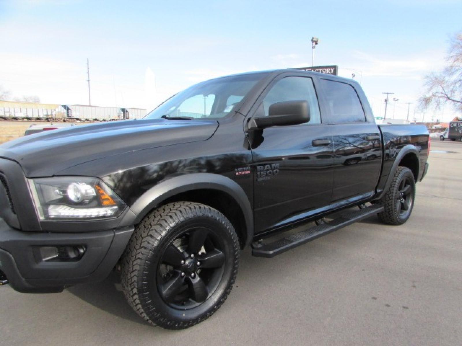 2020 Black /Gray Cloth RAM 1500 Classic Warlock Crew Cab SWB 4WD (1C6RR7LT5LS) with an 5.7L V8 OHV 16V engine, 8A transmission, located at 4562 State Avenue, Billings, MT, 59101, (406) 896-9833, 45.769516, -108.526772 - 2020 RAM 1500 Crew Cab 4WD - Warlock package - One owner! 5.7L V8 OHV 16V Hemi Engine - 8 speed automatic transmission - 4WD - 101,460 miles - 94 point inspection 94 point inspection and serviced - copy of inspection and work performed as well as full vehicle history report provided! Warlo - Photo #1