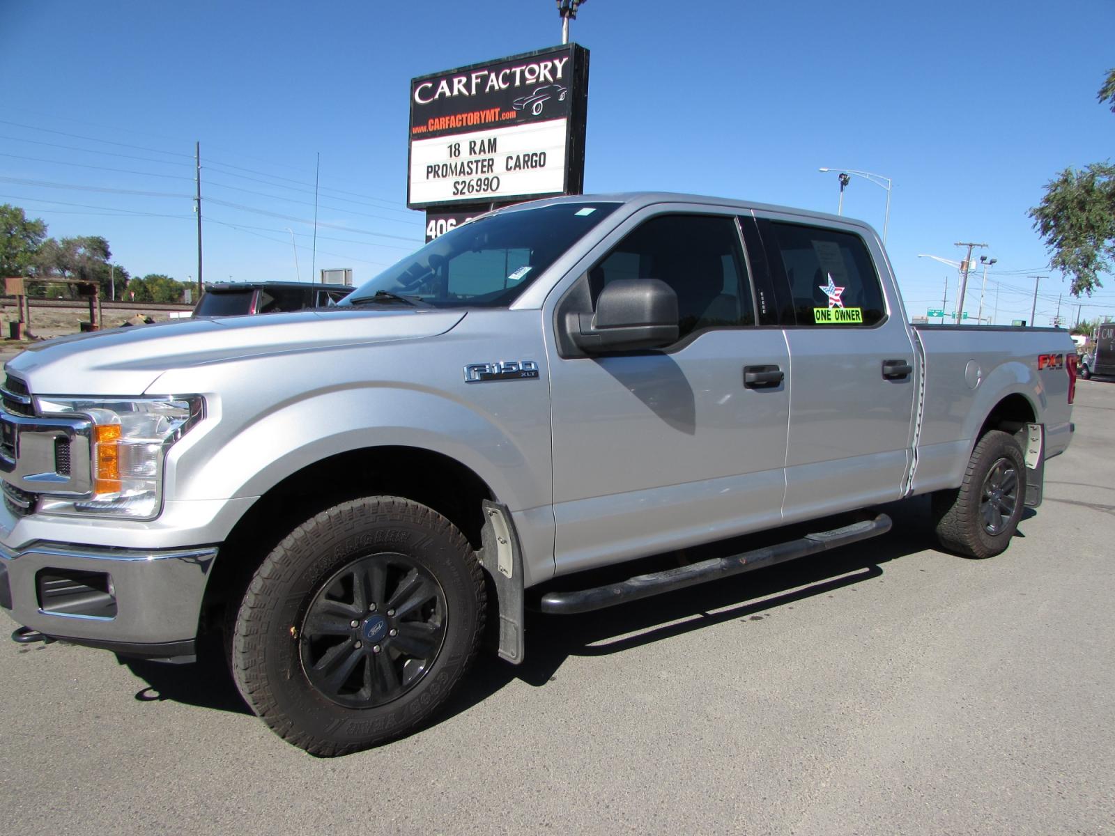 2019 Silver /Gray Cloth Ford F-150 XLT FX4 SuperCrew 6.5-ft. Bed 4WD (1FTFW1E58KF) with an 5.0L V8 OHV 16V engine, 6A transmission, located at 4562 State Avenue, Billings, MT, 59101, (406) 896-9833, 45.769516, -108.526772 - 2019 Ford F-150 XLT FX4 SuperCrew 6.5-ft. Bed 4WD - One owner! 5.0L V8 Engine - 10-Speed Automatic Transmission - 4WD - 76,188 miles - 94 point inspection 94 point inspection and serviced - copy of inspection and work performed as well as a full vehicle history report provided! XLT Sport p - Photo #0