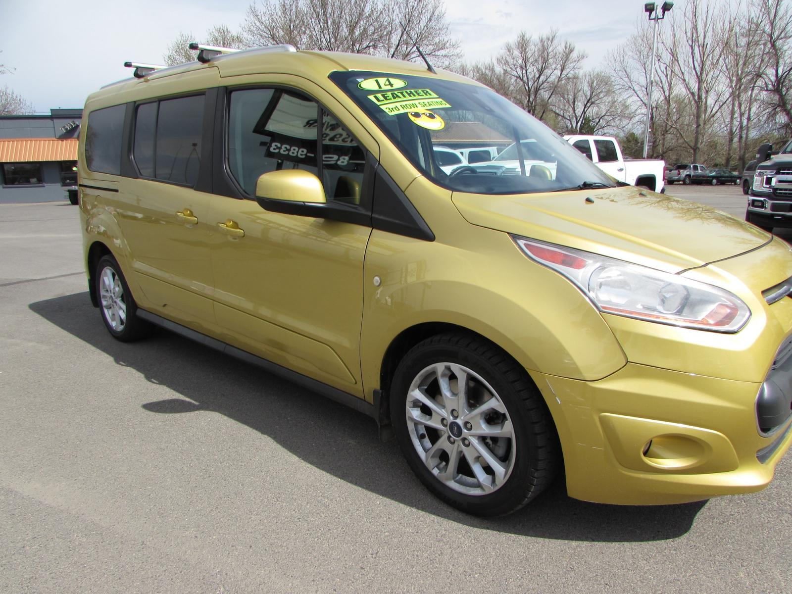 2014 Gold /Gray leather Ford Transit Connect Wagon Titanium w/Rear Liftgate LWB (NM0GE9G73E1) with an 2.5L L4 DOHC 16V engine, 6-Speed Automatic transmission, located at 4562 State Avenue, Billings, MT, 59101, (406) 896-9833, 45.769516, -108.526772 - 2014 Ford Transit Connect Wagon Titanium w/Rear Liftgate LWB - 7 passenger! 2.5L L4 DOHC 16V Engine - 6 speed automatic transmission with overdrive - front wheel drive - 90,290 miles Titanium package - air conditioning - tilt and telescoping steering wheel - cruise control - bluetooth audio w - Photo #4