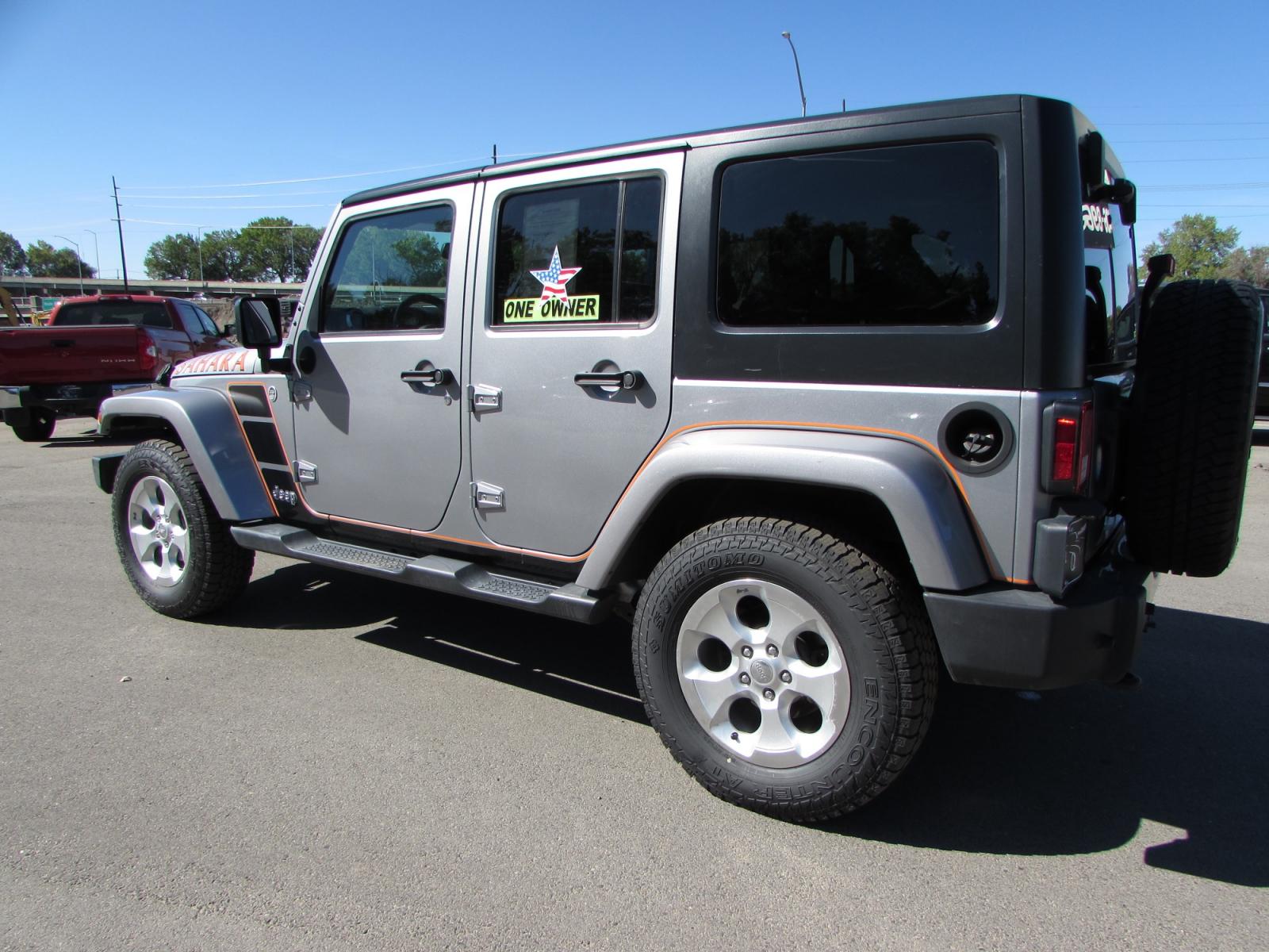 2016 /Gray Leather Jeep Wrangler Unlimited Sahara 4WD (1C4BJWEGXGL) with an 3.6L V6 DOHC 24V FFV engine, Automatic transmission, located at 4562 State Avenue, Billings, MT, 59101, (406) 896-9833, 45.769516, -108.526772 - 2016 Jeep Wrangler Unlimited Sahara 4WD - One owner - Low miles! 3.6L V6 DOHC 24V FFV Engine - automatic transmission - 4WD - 84,933 miles Sahara Package - Hardtop and Sunrider soft top - automatic climate control - tilt steering wheel - cruise control - Alpine premium audio with 9 speakers a - Photo #1