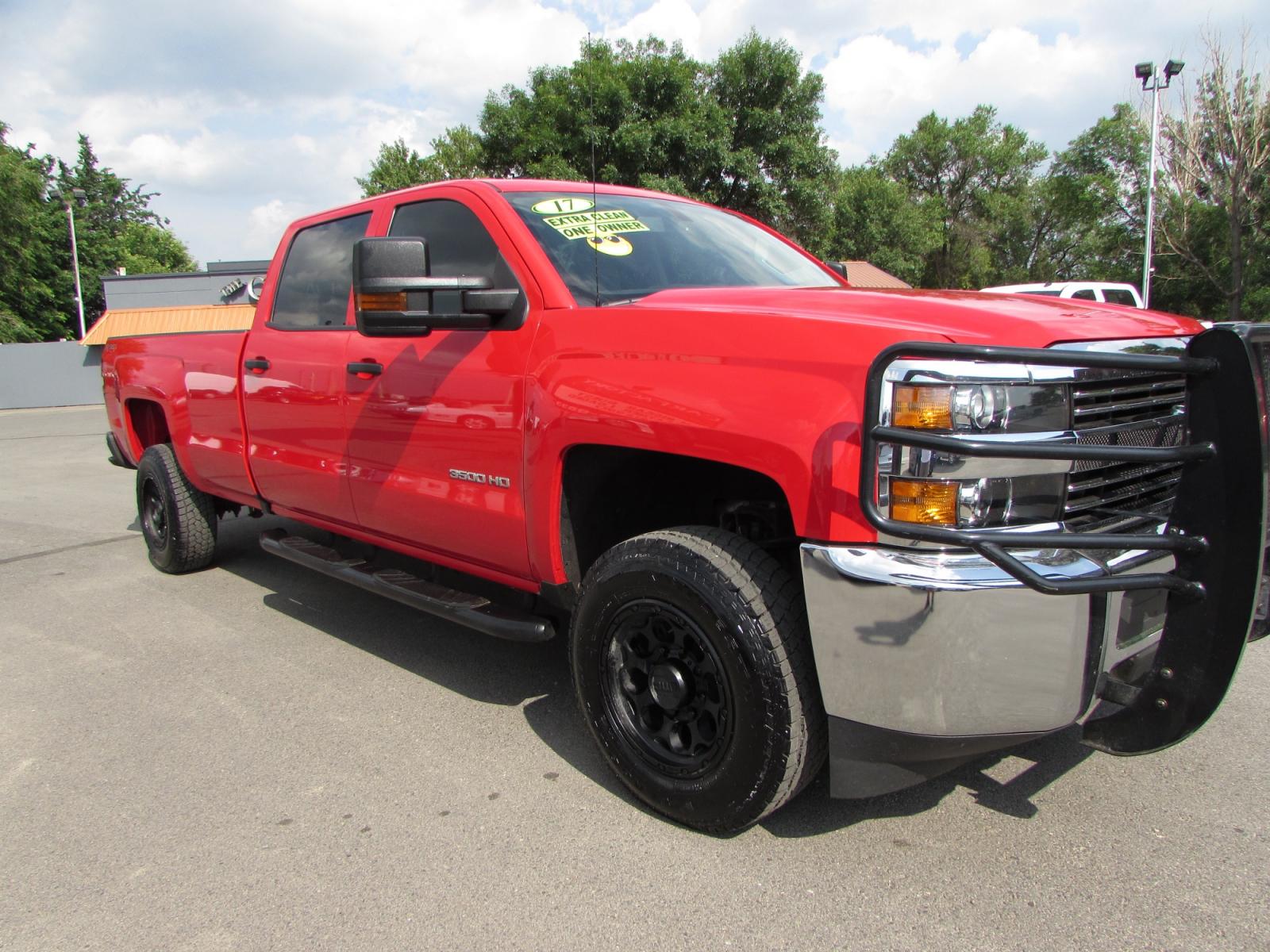 2017 Red /Gray Chevrolet Silverado 3500HD Work Truck Crew Cab Long Box 4WD (1GC4KYCG2HF) with an 6.0L V8 OHV 16V FFV engine, 6A transmission, located at 4562 State Avenue, Billings, MT, 59101, (406) 896-9833, 45.769516, -108.526772 - 2017 Chevrolet Silverado 3500HD Work Truck Crew Cab Long Box 4WD - One owner! 6.0L V8 OHV 16V engine - 6 speed automatic transmission - Longbox - 4WD - 100,888 miles - One owner! Work Truck package - air conditioning - tilt steering wheel - cruise control - touchscreen bluetooth audio - Chevr - Photo #4