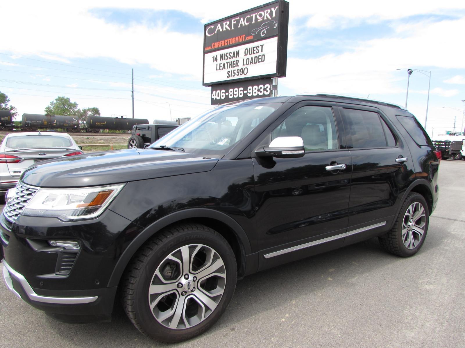 2019 Black /Gray Leather Ford Explorer Platinum AWD (1FM5K8HT2KG) with an 3.5L V6 DOHC 24V engine, 6A transmission, located at 4562 State Avenue, Billings, MT, 59101, (406) 896-9833, 45.769516, -108.526772 - 2019 Ford Explorer Platinum AWD - One owner - 38,758 miles! 3.5L V6 DOHC 24V engine - 6 speed automatic transmission - all wheel drive - 38,758 miles - One owner! Platinum package - air conditioning - dual zone climate control - power tilt and telescoping steering wheel - adaptive cruise cont - Photo #0