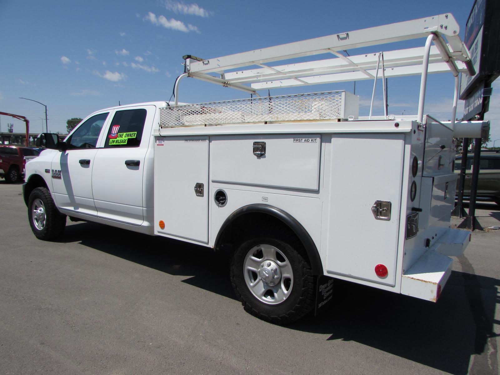 2017 White /Gray RAM 3500 Tradesman Crew Cab LWB 4WD (3C7WR3GT1HG) with an 5.7L V8 OHV 16V engine, 6A transmission, located at 4562 State Avenue, Billings, MT, 59101, (406) 896-9833, 45.769516, -108.526772 - 2017 RAM 3500 ST Crew Cab 4WD Service Truck - One owner - 35,430 miles! 5.7L V8 OHV 16V Hemi Engine - Automatic Transmission - 4WD - Service Body - One owner - 35,430 miles Tradesman package - air conditioning - tilt wheel - cruise control - am/fm/xm audio - power windows and door locks - keyl - Photo #1