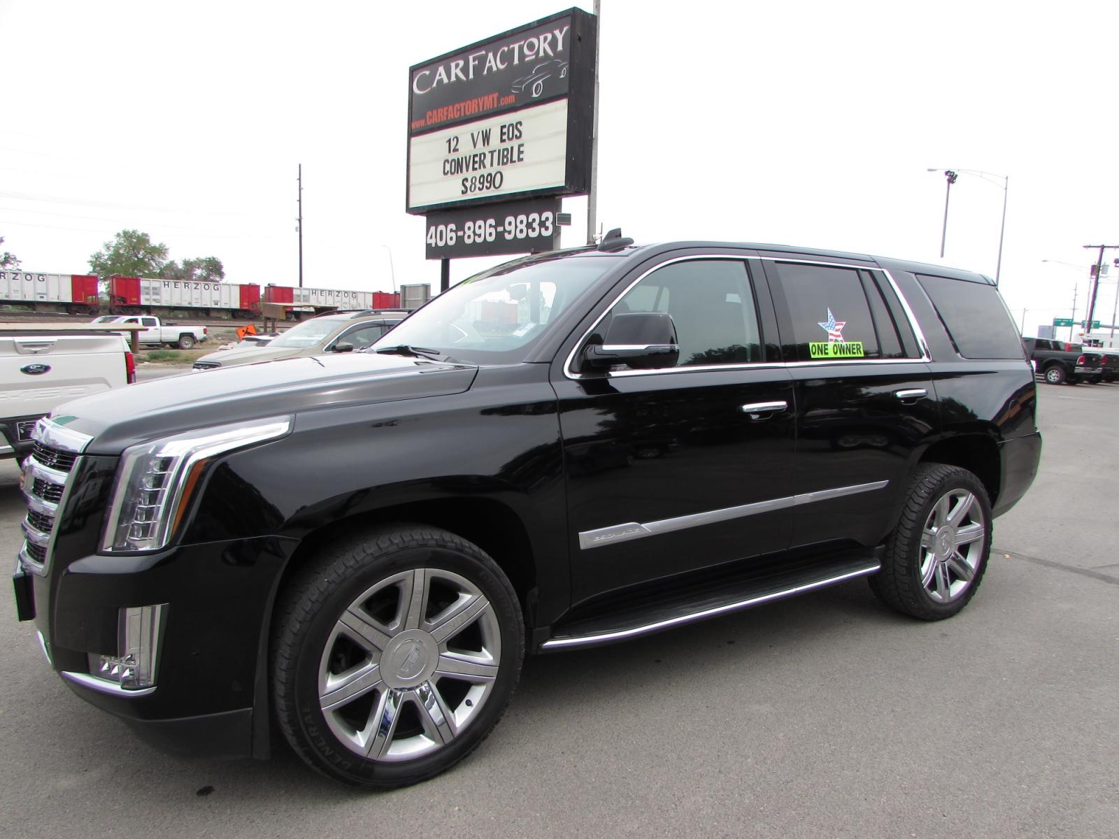 2020 Black /Black Leather Cadillac Escalade Luxury 4WD (1GYS4BKJ1LR) with an 6.2L V8 OHV 16V FFV engine, 10A transmission, located at 4562 State Avenue, Billings, MT, 59101, (406) 896-9833, 45.769516, -108.526772 - 2020 Cadillac Escalade Luxury 4WD - One owner - 40,769 miles! 6.2L V8 OHV 16V FFV Engine - 10 - Speed Automatic Transmission - 4WD - 40,769 miles - One owner Luxury package - Dual zone climate control - power tilt and telescoping steering wheel - cruise control - Bose touchscreen audio with n - Photo #0