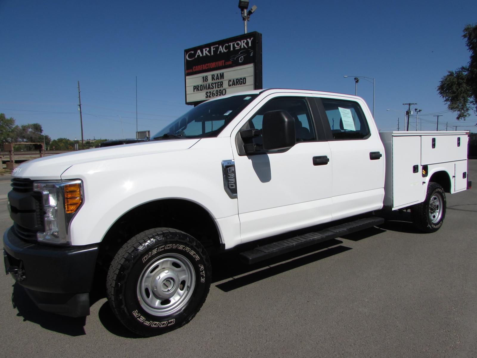 2017 White /Gray Ford F-350 SD Service Body Crew Cab 4WD (1FD8W3B66HE) with an 6.2L V8 OHV 16V engine, 6A transmission, located at 4562 State Avenue, Billings, MT, 59101, (406) 896-9833, 45.769516, -108.526772 - 2017 Ford F-350 SD Crew Cab 4WD Service Body - Montana one owner! 6.2L V8 OHV 16V Engine - 6-Speed Automatic Transmission - 4WD - Service/Utility Body - 97,681 miles - Inspected and serviced Inspected and serviced - copy of inspection and all work performed as well as a full vehicle history re - Photo #0